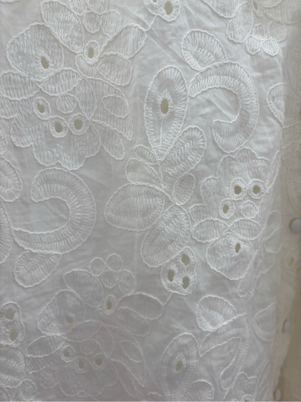 Calypso St. Barth Cream Eyelet Button-Front Puff Sleeve Top Size Large - Picture 6 of 6